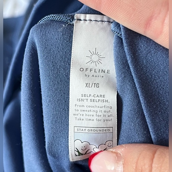 Aerie OFFLINE Periwinkle Blue Criss-Cross Waist Hi-Rise Flare Leggings SIZE XL - Picture 9 of 10